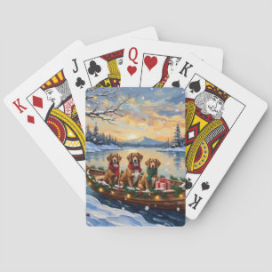 Vizsla Kerstboot Vakantie Pokerkaarten