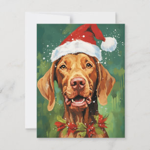 Vizsla Kerstborstel schilderen kunstwerk Feestdagenkaart