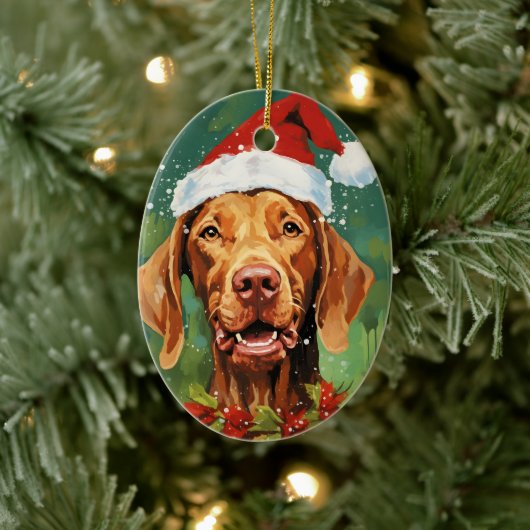 Vizsla Kerstborstel schilderen kunstwerk Keramisch Ornament (Boom)