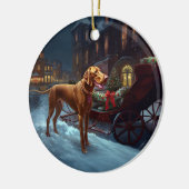Vizsla Kerstfeest Seizoen Keramisch Ornament (Links)