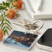 Vizsla Kerstfeest Seizoen Sleutelhanger (Voorkant Rechts)