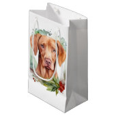 Vizsla Kerstkrans Feestelijke Pup Klein Cadeauzakje (Voorkant Gekanteld)