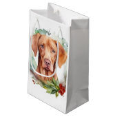 Vizsla Kerstkrans Feestelijke Pup Klein Cadeauzakje (Achterkant Gekanteld)