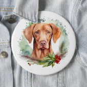 Vizsla Kerstkrans Feestelijke Pup Ronde Button 6,0 Cm (In situ)