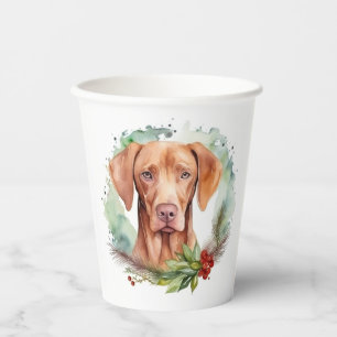 Vizsla Kerstkrans Festieve Pup Papieren Bekers