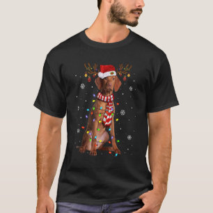 Vizsla kerstlampjes Santa Hat Dog Eigenaar T-shirt