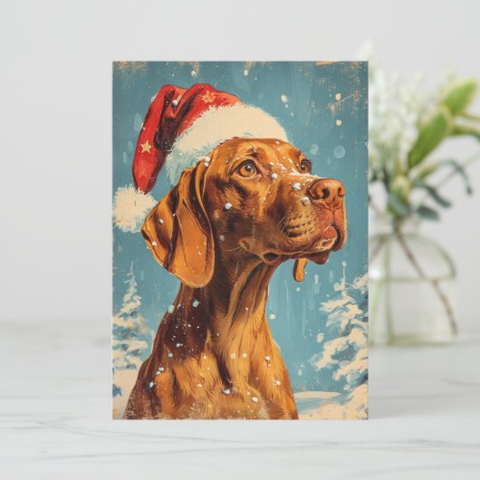 Vizsla Kerstmis Feestdagenkaart (Staand voorkant)