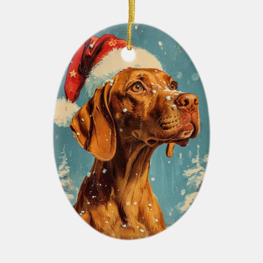 Vizsla Kerstmis Keramisch Ornament (Voorkant)