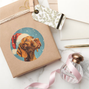 Vizsla Kerstmis Ronde Sticker
