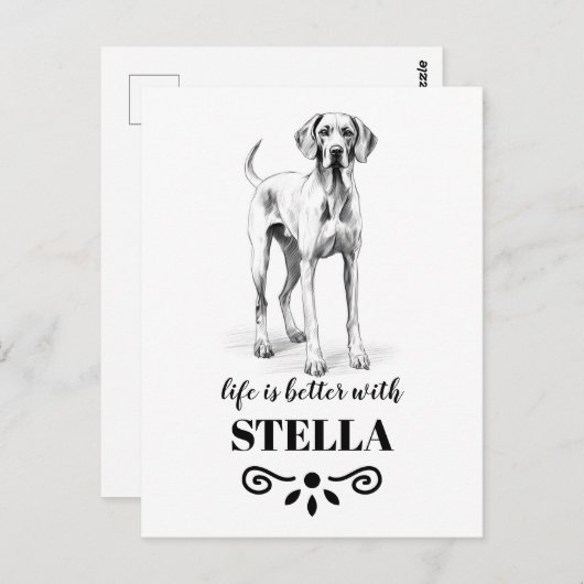 Vizsla Life is beter met aangepaste hondennaam Briefkaart (Voorkant / Achterkant)