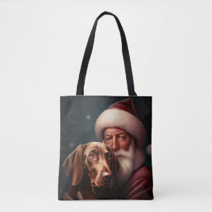 Vizsla met Sinterklaas Feestelijke Kerst Draagtas