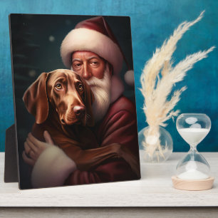 Vizsla met Sinterklaas Feestelijke Kerstmis Fotoplaat