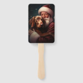 Vizsla met Sinterklaas Feestelijke Kerstmis Handwaaier (Achterkant)