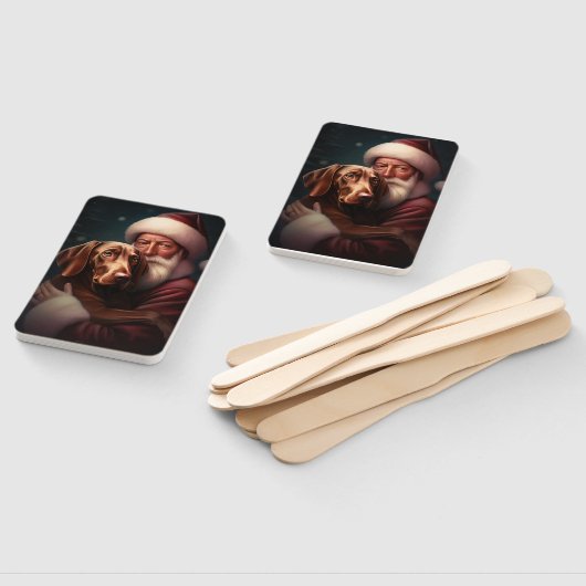 Vizsla met Sinterklaas Feestelijke Kerstmis Handwaaier (Niet-gemonteerd)