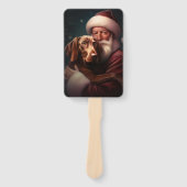 Vizsla met Sinterklaas Feestelijke Kerstmis Handwaaier (Voorkant)