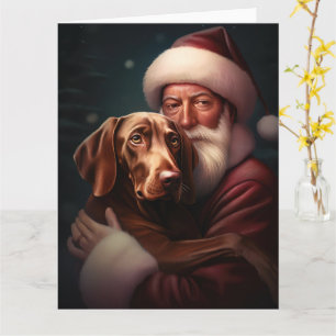 Vizsla met Sinterklaas Feestelijke Kerstmis Kaart