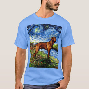 Vizsla op de Sterrennacht Dog Art van Aja13 T-shirt