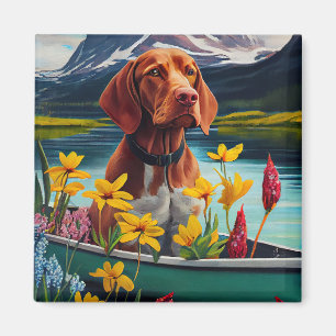 Vizsla op een peddel: Een landschappelijk avontuur Magneet