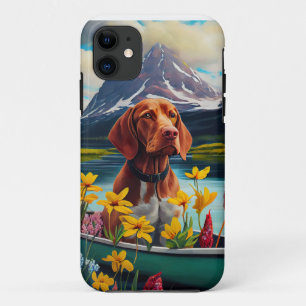 Vizsla op een peddel: een Schilderachtig avontuur iPhone 11 Hoesje