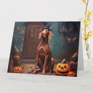 Vizsla pompoenen Halloween eng Kaart
