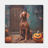 Vizsla pompoenen Halloween eng Magneet (Voorkant)
