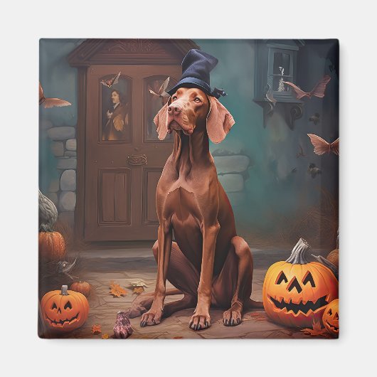 Vizsla pompoenen Halloween eng Magneet (Voorkant)