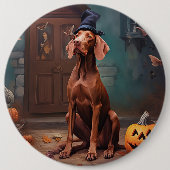 Vizsla pompoenen Halloween eng Ronde Button 6,0 Cm (Voorkant)