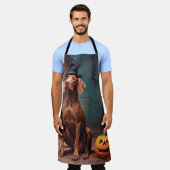 Vizsla pompoenen Halloween eng Schort (Gedragen)