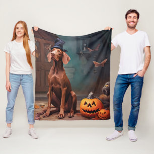 Vizsla Pompoenen Halloween Griezelen Fleece Deken