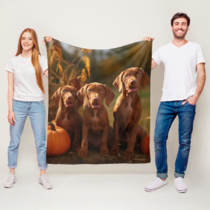 Vizsla Puppy Herfst Delight Pompoen Fleece Deken