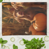 Vizsla Puppy Herfst Delight Pompoen Theedoek (Gevouwen)