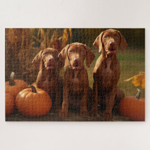 Vizsla Puppy Herfstvreugde Pompoen Legpuzzel