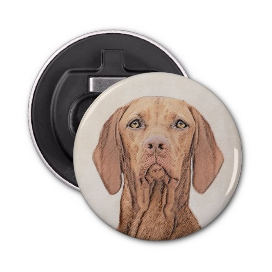 Vizsla-schildering - Cute Original Dog Art Button Flesopener (Voorkant)