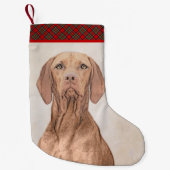 Vizsla-schildering - Cute Original Dog Art Kleine Kerstsok (Voorkant)
