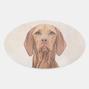 Vizsla-schildering - Cute Original Dog Art Ovale Sticker