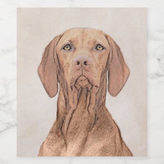 Vizsla-schildering - Cute Original Dog Art Wijn Etiket (Enkel label)