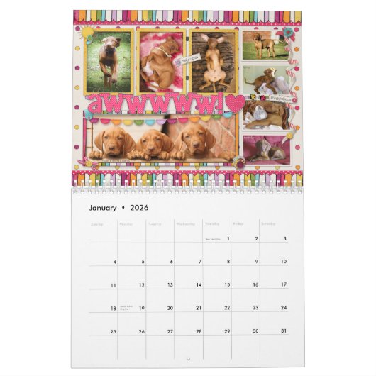 Vizsla Scrapbook Agenda Kalender (Jan 2026)