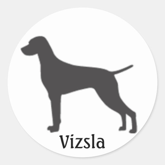 Vizsla Silhouette Ronde Sticker (Voorkant)