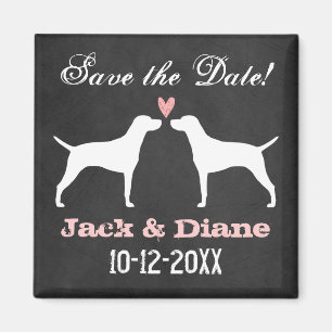 Vizsla Silhouettes Bruiloft Save the Date Magneet