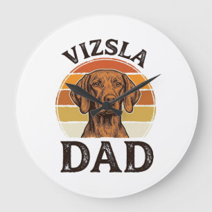 Vizsla Vader Vintage Gravure Hondenontwerp_1 Grote Klok