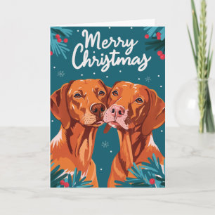 Vizsla Vrolijk Kerstfeest Gepersonaliseerd Feestdagen Kaart