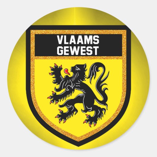 Vlaams Gewest Ronde Sticker (Voorkant)