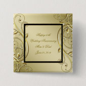 Vlaams Gold Black 50th Wedding Jubileum Vierkante Button 5,1 Cm (Voorkant)
