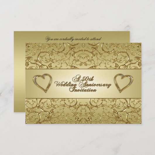 Vlaams Golden 50th Wedding Jubileum Kaart (Voorkant / Achterkant)