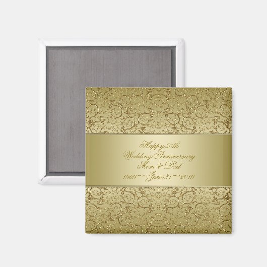Vlaams Golden 50th Wedding Jubileum Magneet (Voorkant / Achterkant)