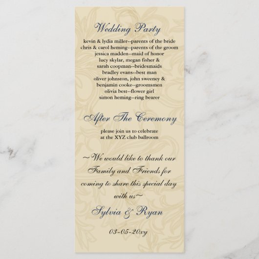  Vlaams huwelijk met een zeemivoor Programma (Achterkant)