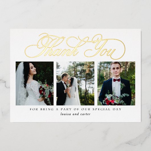 Vlaams Script REAL FOLIE Foto Hartelijk dank Folie Uitnodiging (Voorkant)