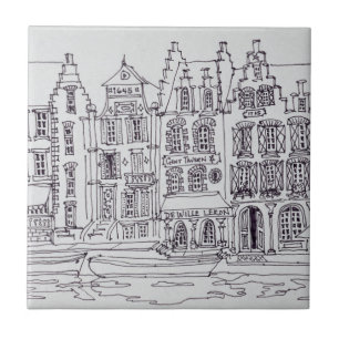 Vlaamse Architectuur waterfront, Gent, België Tegeltje
