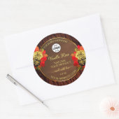 Vlaamse Rozen Etiket Donkerbruine houten Logo (Envelop)
