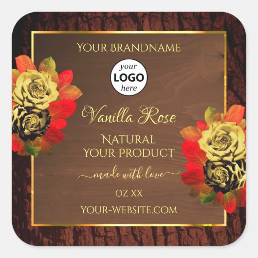 Vlaamse Rozen Etiket Donkerbruine houten Logo (Voorkant)